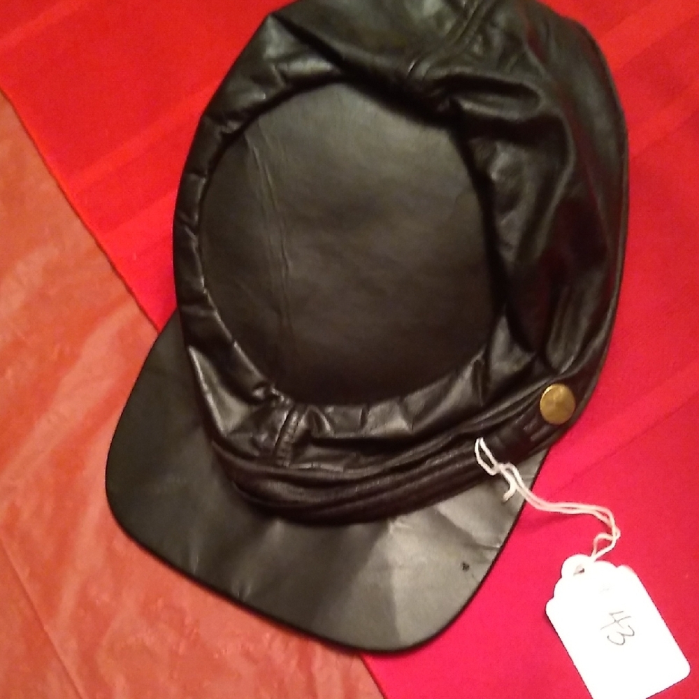 Black Leather Rebel Cap, #43 - Picture 7 of 8